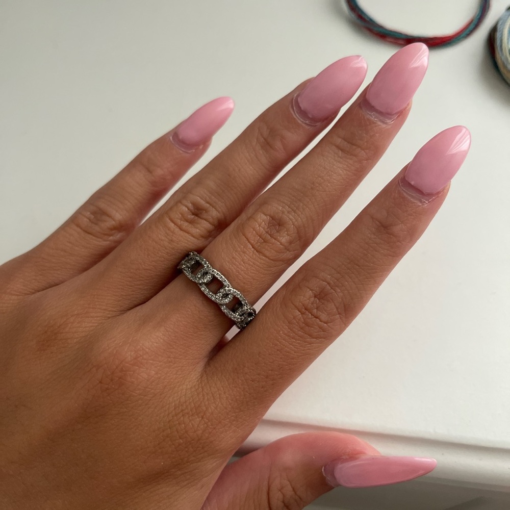 Cubic Zirconia Silver Chain Ring